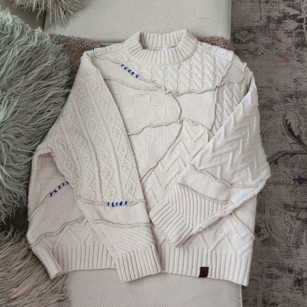 Zara × Ader Error Oversized Patchwork Knit Sweater in Ecru - Picture 2 of 5